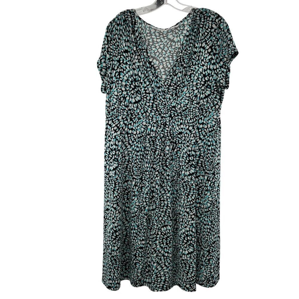 Croft & Barrow Women's A-Line Dress Cap Sleeve Surplice Top Multicolor Size XL